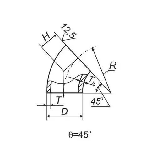 Отводы 45 в ВУС 50x57x6 мм 17Г1С ГОСТ 17375-2001